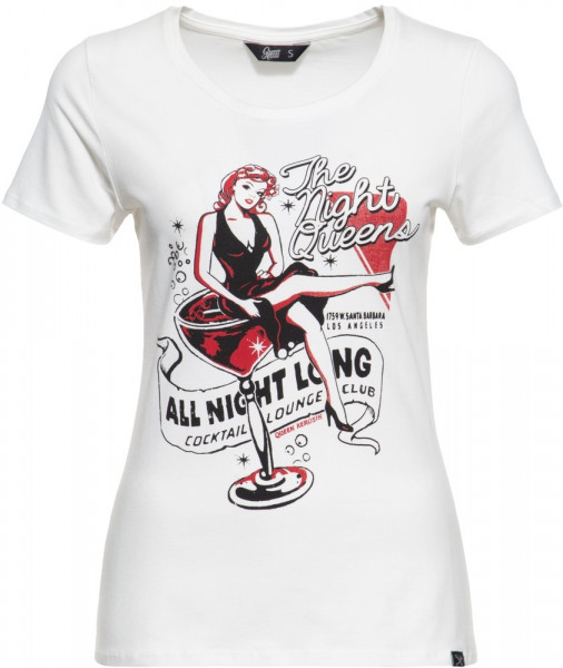 Queen Kerosin Slim Fit T-Shirt mit Retro-Print QK4215357361 Offwhite