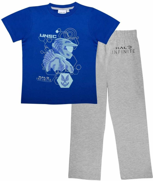 Halo Infinite - UNSC (Kids Unisex Long Pyjama Set) Jungen Kinder Schlafanzug Black