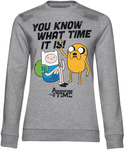 It'S Adventure Time Girly Damen Sweatshirt Heathergrey