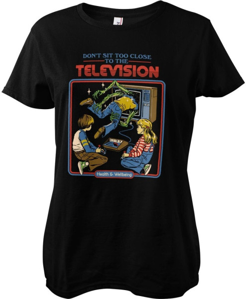 Steven Rhodes Don'T Sit Too Close To The Television Girly Tee Damen T-Shirt Black