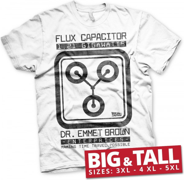 Back to the Future Flux Capacitor Big & Tall T-Shirt White