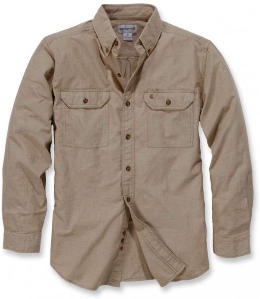 Carhartt Hemd Fort Solid Long Sleeve Shirt Dark Tan Chambray