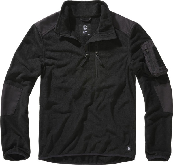 Brandit Herren Fleecepullover Fleece Troyer Ripstop Black