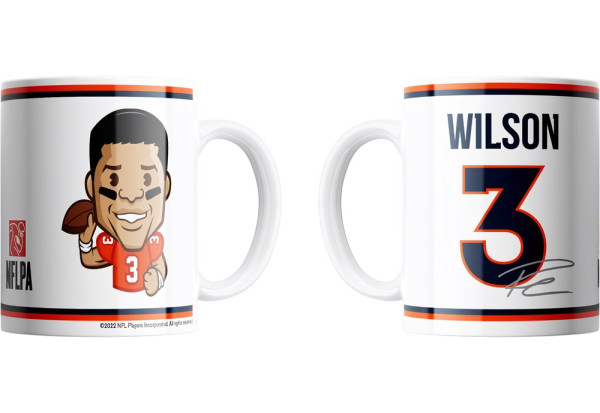 Denver Broncos Russell Wilson Emoji Jumbo-Tasse 440 ml American Football NFL Blau-440 ml