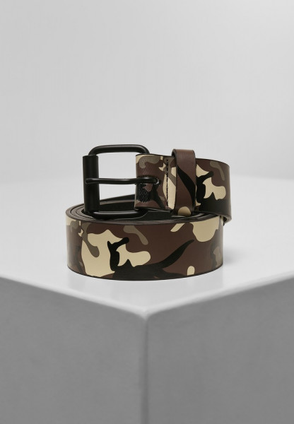 Urban Classics Synthetic Leather Camo Belt Browncamo