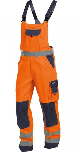 Dassy Warnschutz Latzhose mit Kniepolstertaschen Toulouse PESCO74 Neonorange/Dunkelblau