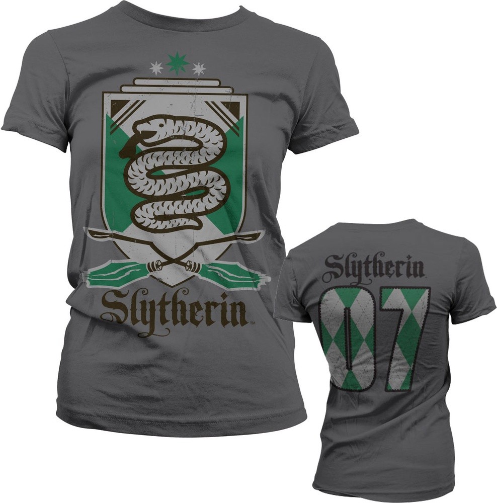 Harry Potter Slytherin 07 Girly Tee Damen T-Shirt Dark-Grau - Damen