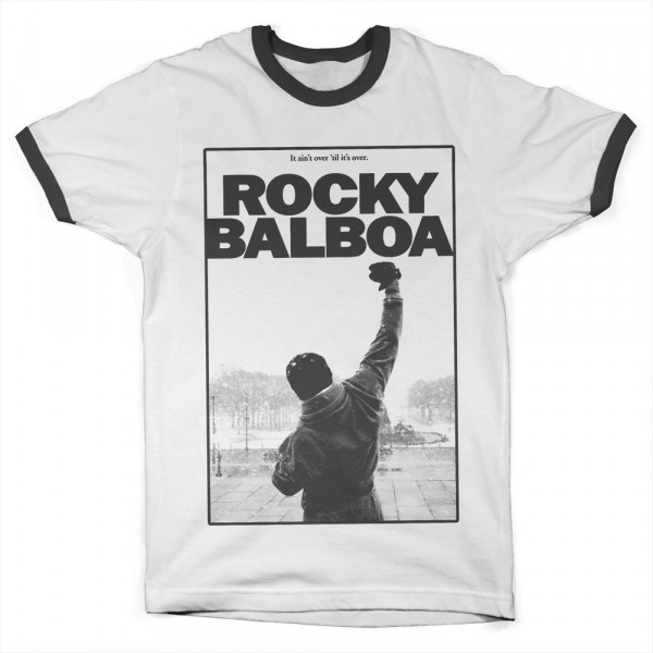 Rocky Balboa It Ain't Over Ringer Tee T-Shirt White-Black