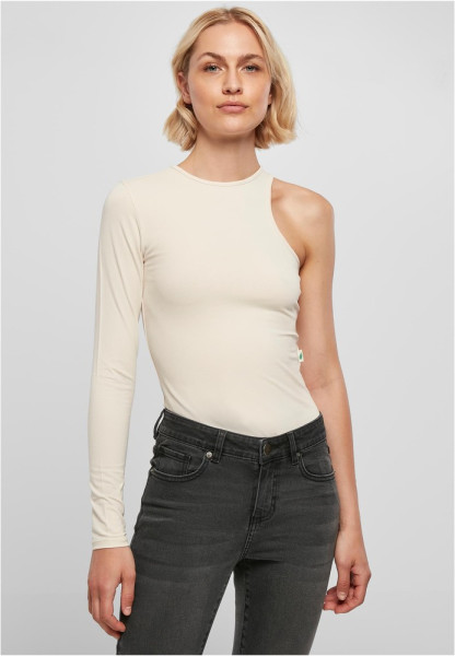 Urban Classics Damen Shirt Ladies Organic Stretch Asymmetric Body Whitesand