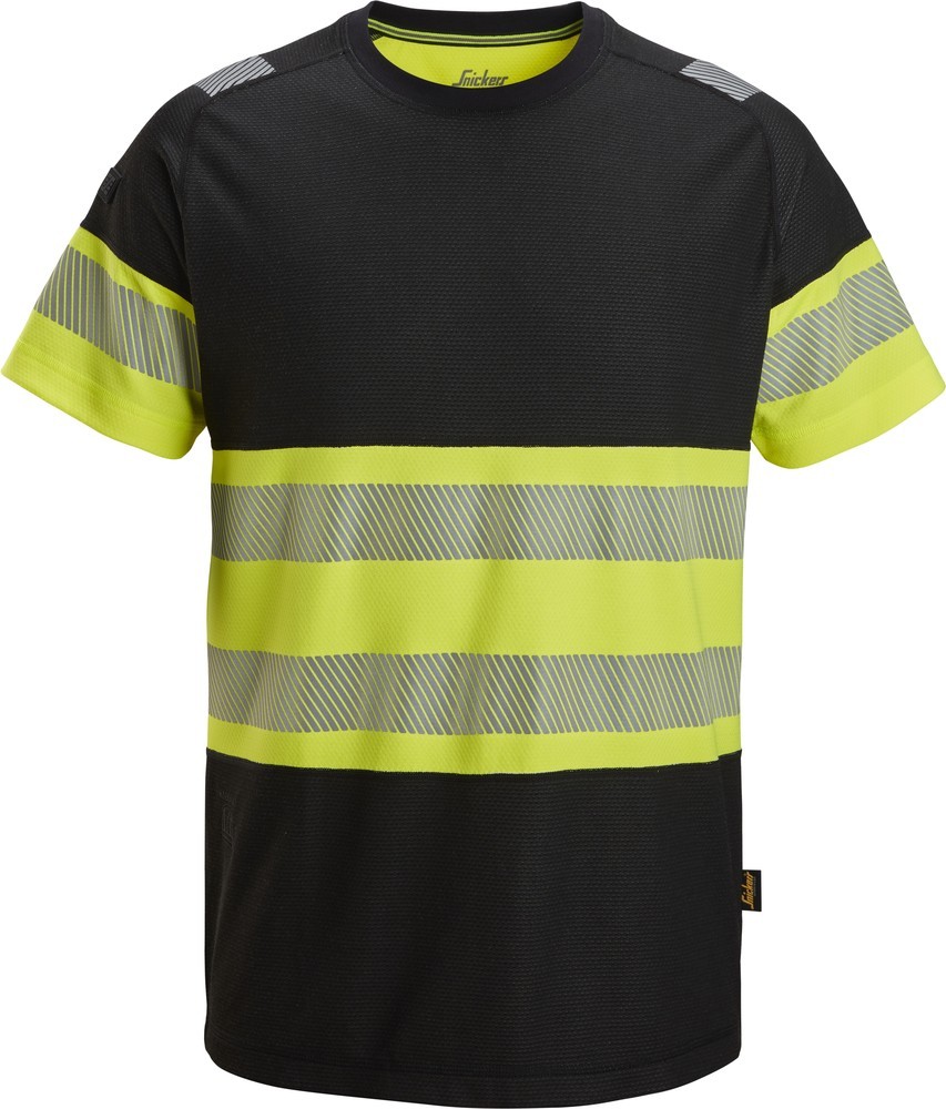 Snickers Warnschutz-Shirt High-Vis T-Shirt, Klasse 1 Schwarz/High-Vis Gelb - Herren / Unisex