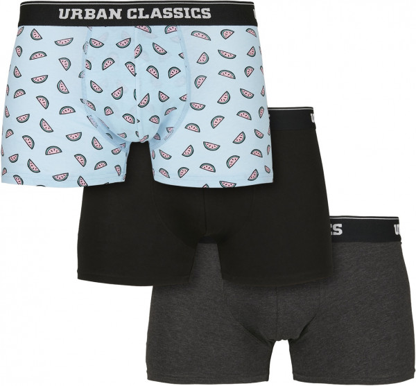 Urban Classics Boxershort Boxer Shorts 3-Pack Melon Aop+Cha+Black