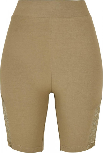 Urban Classics Damen Ladies High Waist Lace Inset Cycle Shorts Khaki