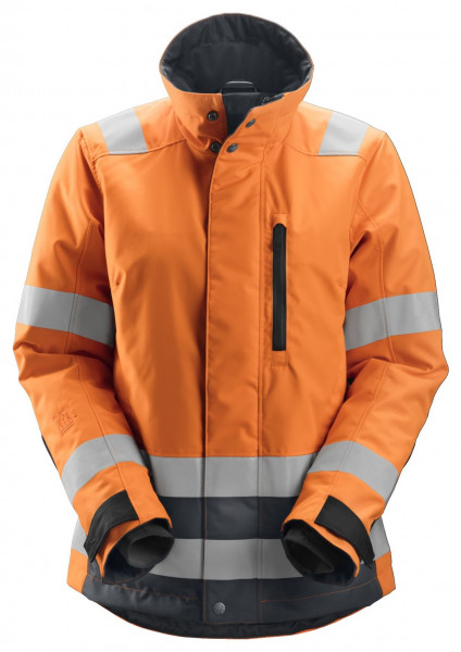 Snickers Damen AllroundWork Hi-Vis 37.5® isolierte Arbeitsjacke, Kl. 2/3, EN 20471 HV-Orange-Stahlgr