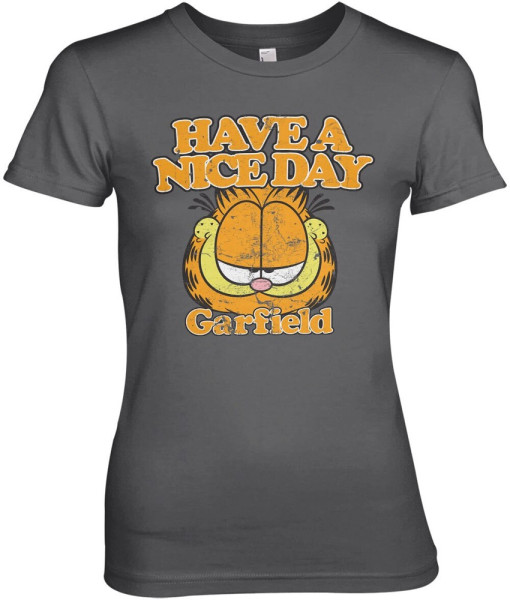 Garfield Have A Nice Day Girly Tee Damen T-Shirt Dark-Grey