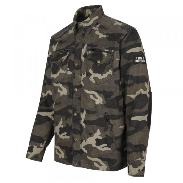 Bores Aramid-Motorradhemd Military-Jack Army Dunkel-Camouflage