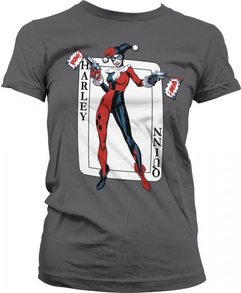 Harley Quinn Card Games Girly Tee Damen T-Shirt Dark-Grey