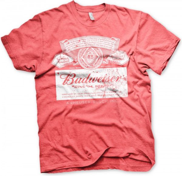 Budweiser Washed Logo T-Shirt Red-Heather