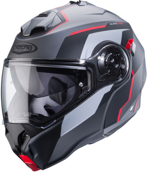 Caberg Motorrad Klapphelm Duke Evo Move Matt-Gun Metallic/Schwarz-Rot