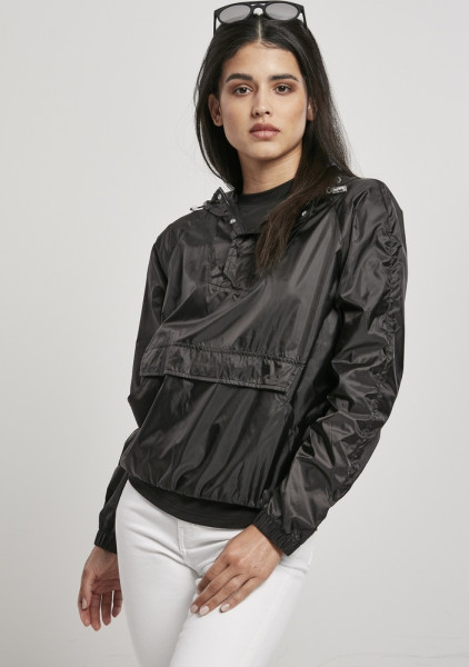 Urban Classics Damen Jacke Ladies Transparent Light Pull Over Jacket Black