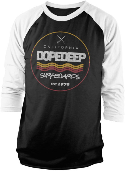 Dope & Deep Surfboards Since 1979 Baseball 3/4 Sleeve Tee Longsleeve White-Black