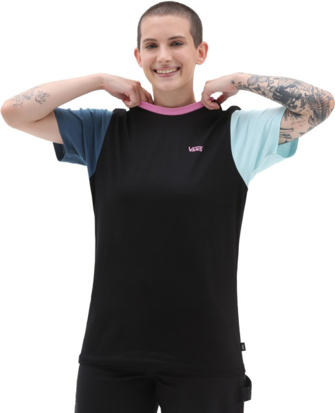 Vans Damen Shirt Left Chest Colorblock Em Black-Blue Glow