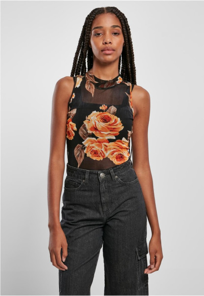 Urban Classics Damen Shirt Ladies Sleeveless Mesh Body Mangorose