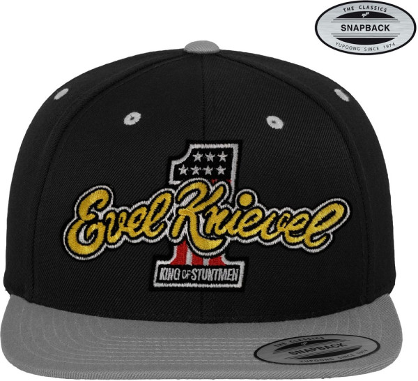 Evel Knievel King Of Stuntmen Premium Snapback Cap Black-Dark-Grey