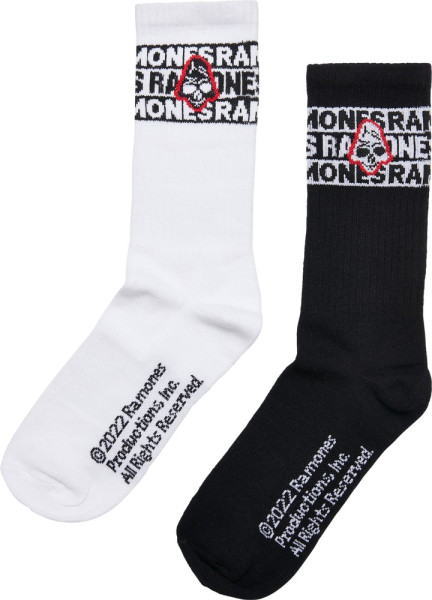 Merchcode Socken Ramones Skull Socks 2-Pack Black/White