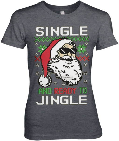 Tokigt Damen Single And Ready To Jingle Girly Tee AB-5-23408-L1