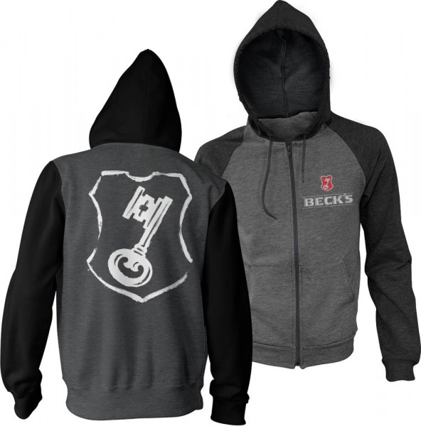 Beck's Shield Varsity Zipped Hoodie Dark-Grey-Black