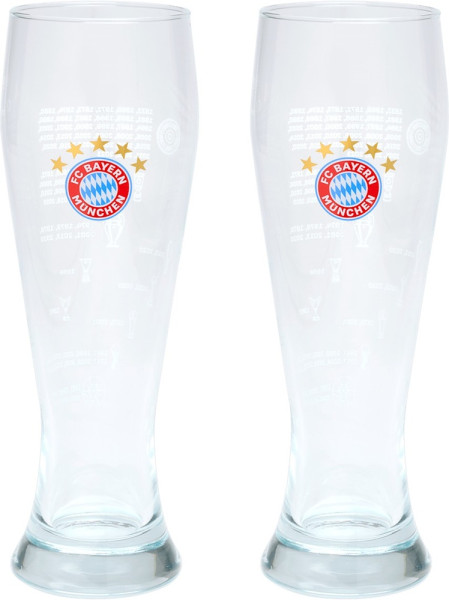 FC Bayern München Weißbierglas 2er-Set Erfolge 33211