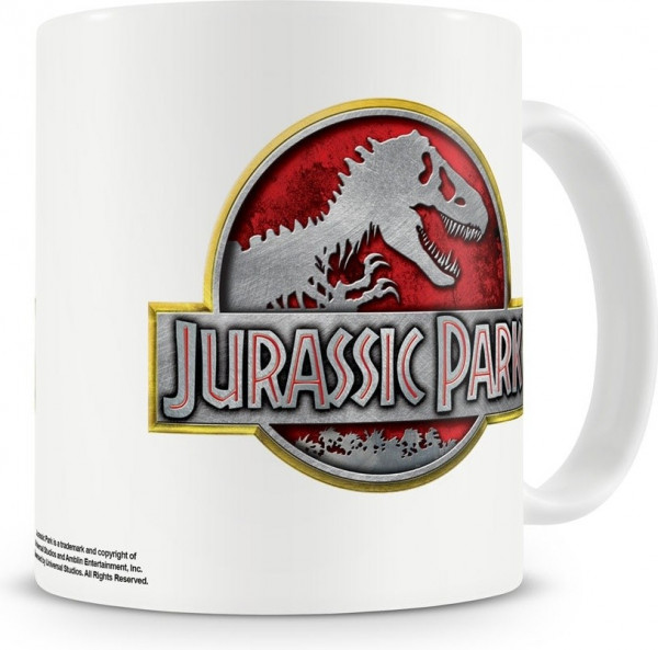 Jurassic Park Metallic Logo Coffee Mug Kaffeebecher White