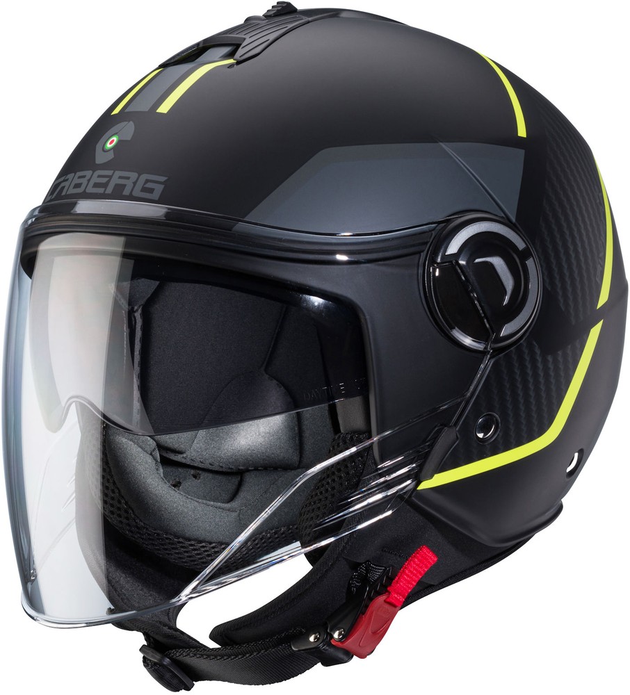 Caberg Motorrad Jethelm Riviera V4 X Geo Matt-Schwarz/Anthrazit-Fluo-Gelb - Herren / Unisex