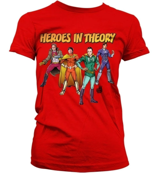 The Big Bang Theory TBBT Heroes In Theory Girly T-Shirt Damen Red