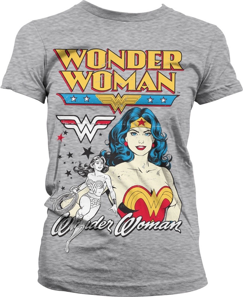 Posing Wonder Woman Girly Tee Damen T-Shirt Heather-Grau - Damen