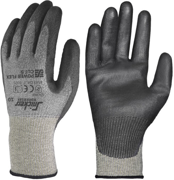 Snickers Arbeitshandschuhe Power Flex Cut 5 Handschuhe (10 Paar) Steingrau/Schwarz