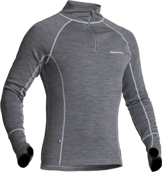 Halvarssons Funktionsunterwäsche Sweater Warm Wool Polo Grey 710-22130190