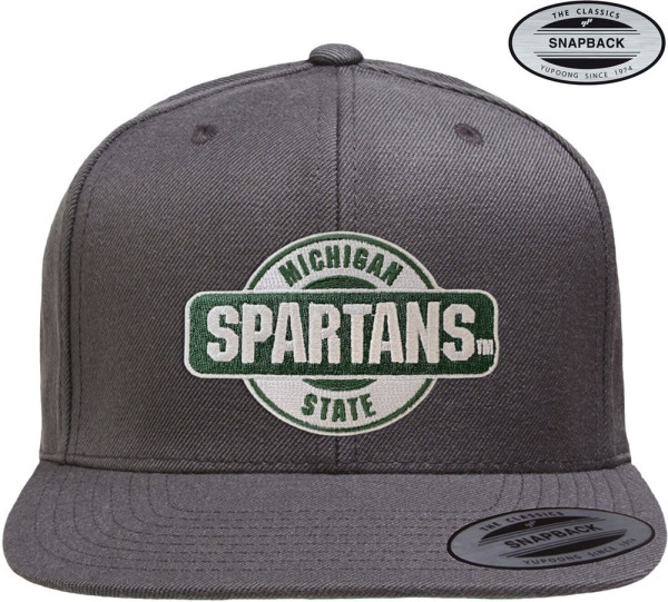 Michigan State University Msu Spartans Patch Premium Snapback Cap Darkgrey