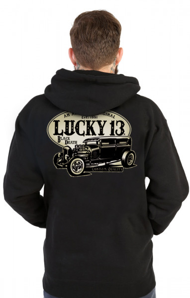 Lucky 13 Hoodie American Original Zip Black