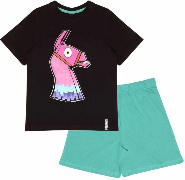 Fortnite - Glow In The Dark (Kids Unisex Short Pyjama Set) Jungen Kinder Schlafanzug Black