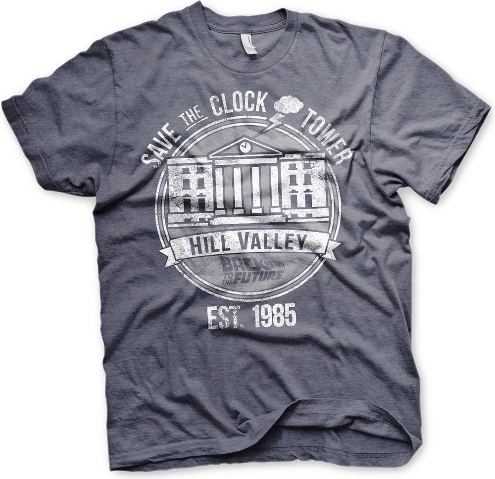 Back to the Future Save The Clock Tower T-Shirt Blau-Heather - Herren / Unisex
