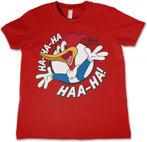 Woody Woodpecker HaHaHa Kids Tee Kinder T-Shirt Red