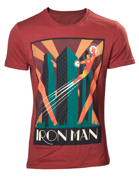 Marvel Comics Retro T-shirt Iron man men's t-shirt Red-XL