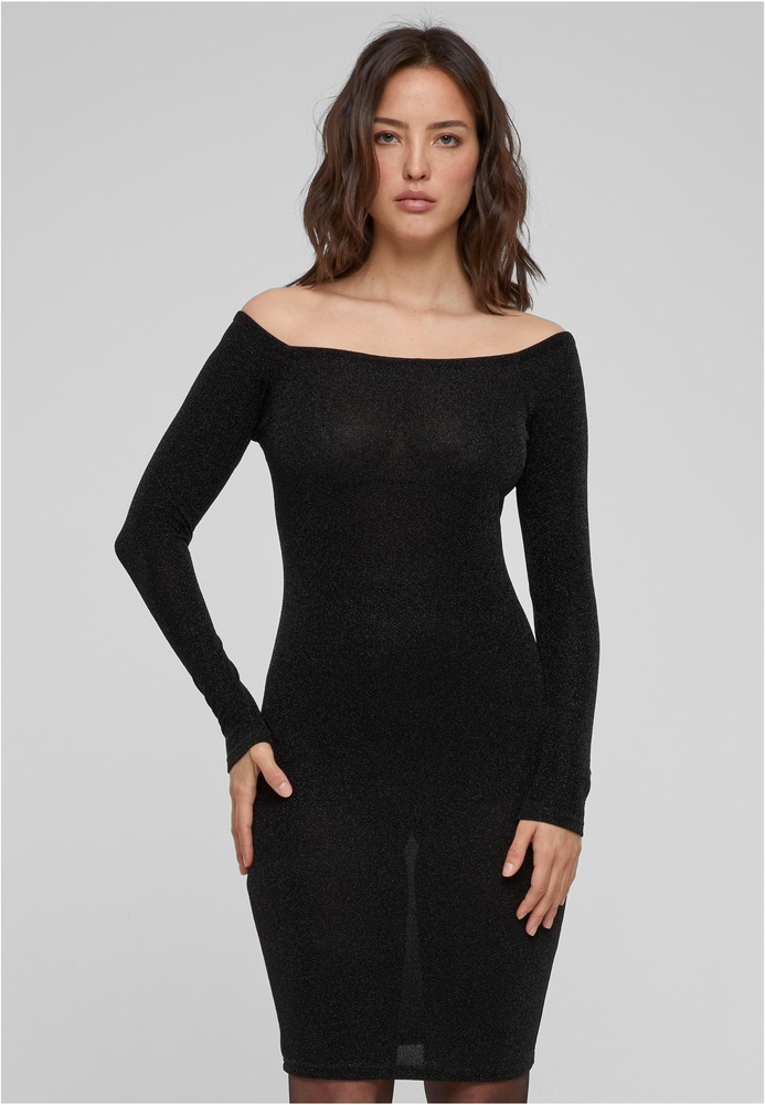 Urban Classics Damen Ladies Off Shoulder Longsleeve Glitter Dress TB6144 - Damen