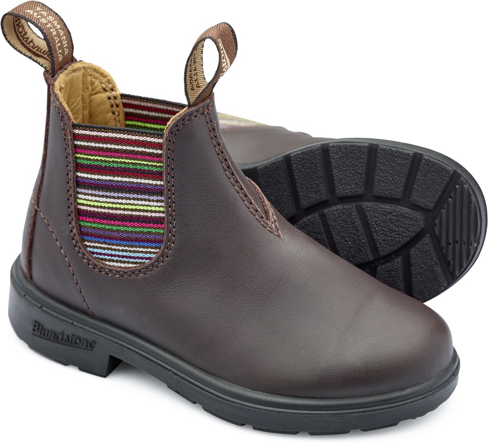 Blundstone Kinder Stiefel Boots #1413 Leather Elastic (Kids) Braun Stripes - Herren / Unisex
