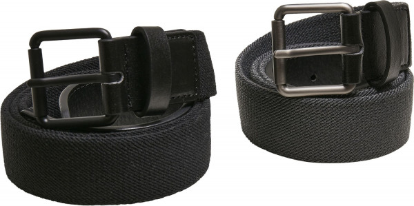 Urban Classics Gürtel Stretch Basic Belt 2-Pack Black/Charcoal
