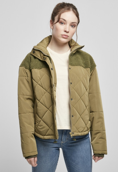 Urban Classics Damen Jacke Ladies Oversized Diamond Quilt Puffer Jacket Tiniolive