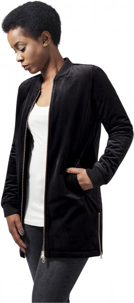 Urban Classics Women Light Jacket Ladies Long Velvet Jacket Black