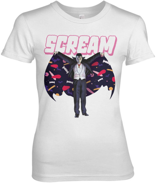 Universal Monsters Dracula Scream Girly Tee Damen T-Shirt White