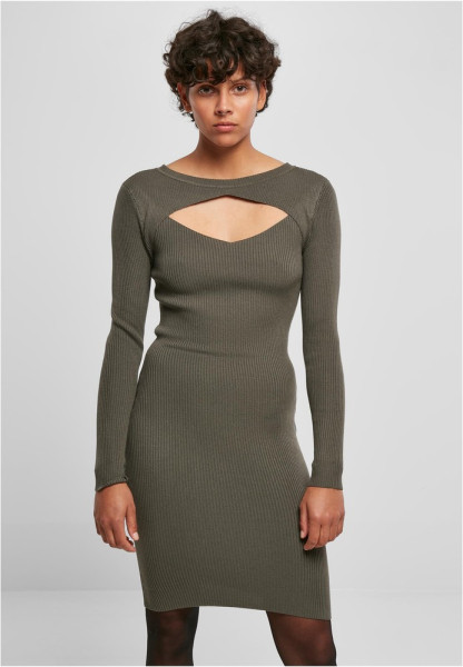 Urban Classics Damen Kleid Ladies Cut Out Dress Olive